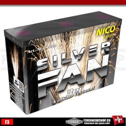 Silver Fan 3er-Vulkan-Verbund von Nico Feuerwerk, Silberfaecher, Vulkanfächer, Silberfächer