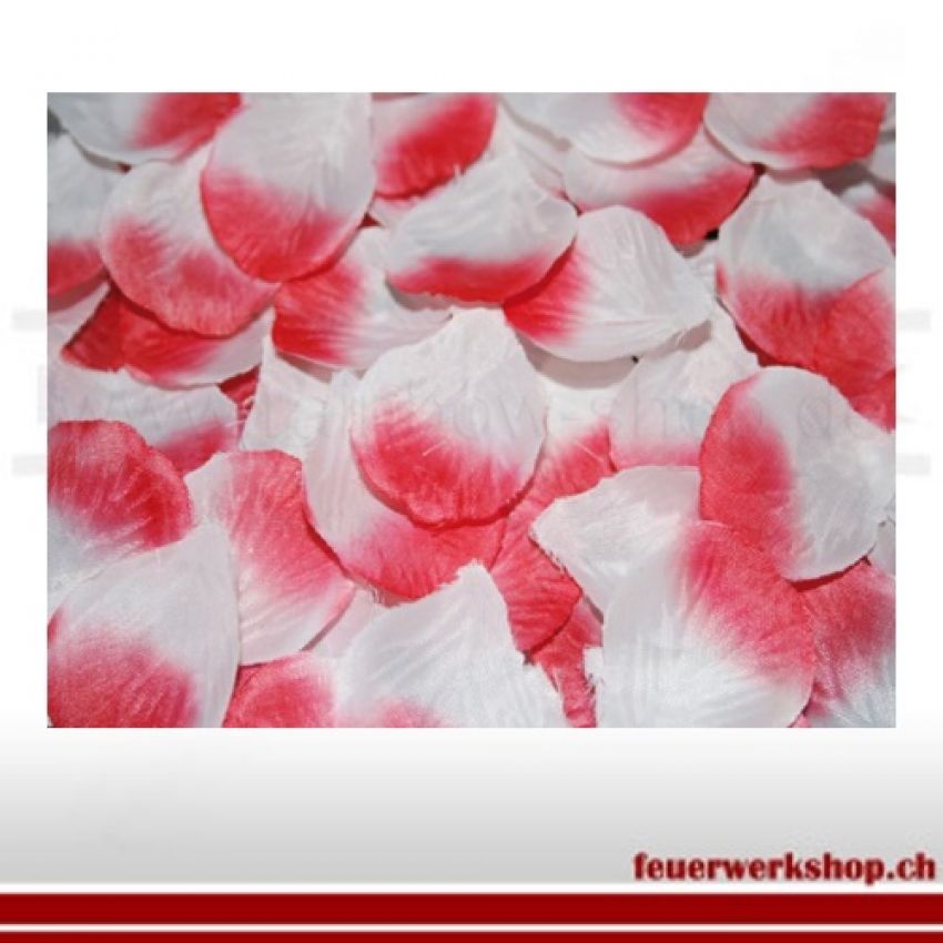 Künstliche Rosenblütenblätter gemischt in weiss und rot