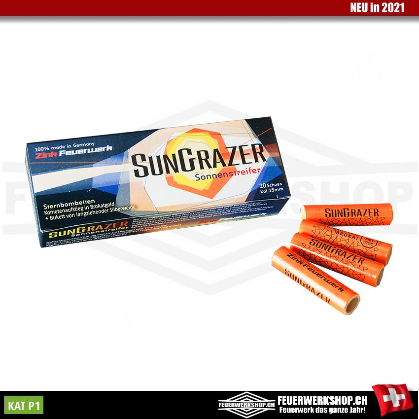 SunGrazer Sonnenstreifer 20 tlg. Zink Feuerwerk für Schreckschuss