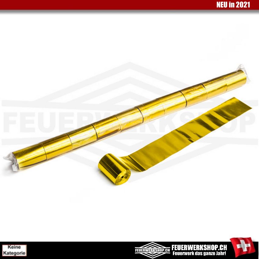 Metallic Luftschlangen Gold (Streamer) - breite Ausführung 5cm x 20 Mtr.
